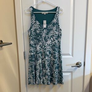 LOFT Teal Beachy Tropical Dress Soze Medium